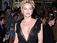 Sharon Stone no bra under transparent dress