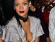 Rihanna posing at fashion show in New York