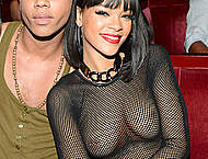 Rihanna nude tits under fishnet see thru top