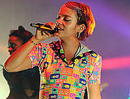 Lily Allen sexy performs on stage at Fillmore