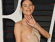 Behati Prinsloo nipslip at 2015 Vanity Fair