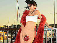 Bai Ling posing bottomless in Marina Del Rey