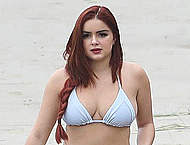 Ariel Winter wearing a bikini at a beach