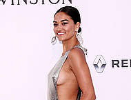 Shanina Shaik side and long legs in Cannes