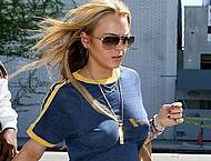 Lindsay Lohan hard nipples under tight shirt