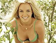 Britney Spears early in green bikini sexy scans
