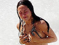 Myleene Klass caught in bikini on the beach