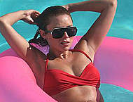 Saturdays relax in sexy bikinies by the pool