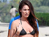 Megan Fox caught in black bikini on the beach