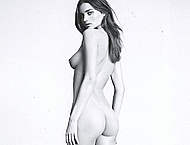 Miranda Kerr fully nude black-&-white scans