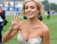 Katherine Jenkins cleavage at Epsom Derby